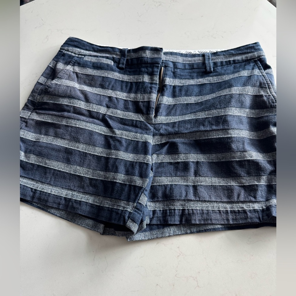 Lands' End Navy and Grey Striped Shorts